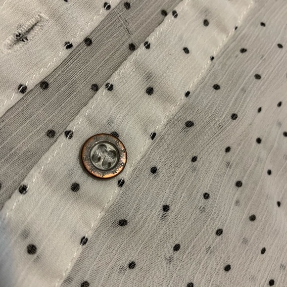 WHITE + BLACK POLKADOTS SHEER QUICKSILVER BLOUSE - Picture 5 of 8